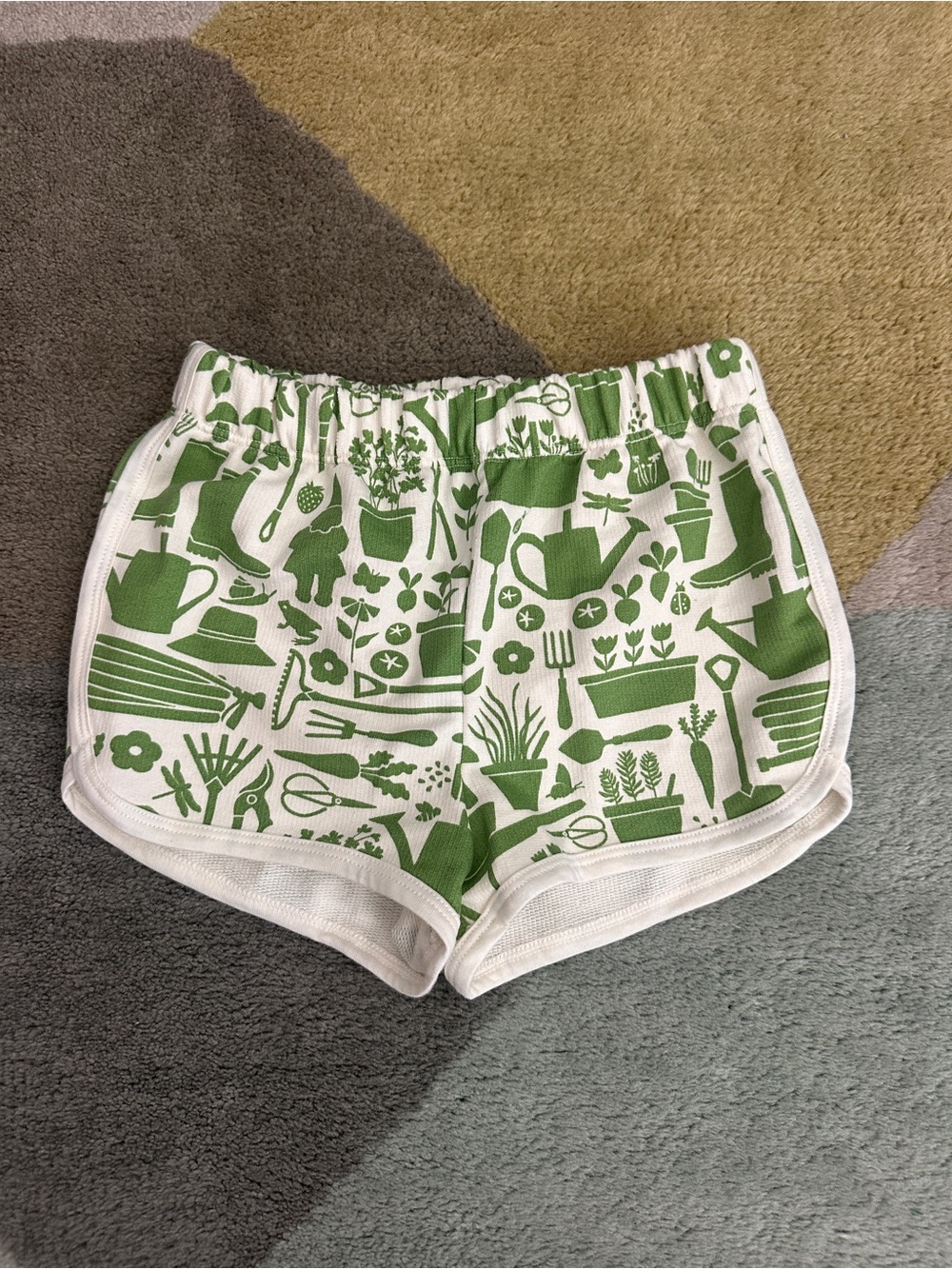 Winter Water Factory kids Green Garden Print organic Cotton Shorts